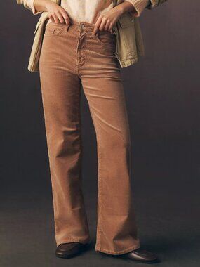 Anthropologie Austyn High-Rise Wide-Leg Jeans by Pilcro, Coffee Latte, 27